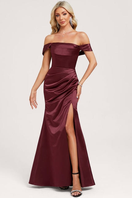 Robe de Soirée Satin Bourgogne