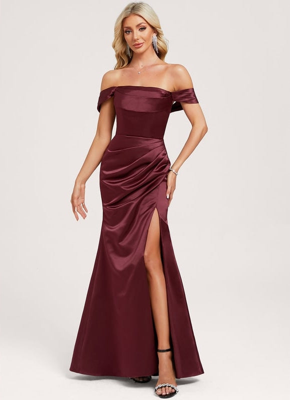 Robe de Soirée Satin Bourgogne