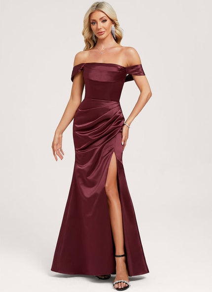 Robe de Soirée Satin Bourgogne
