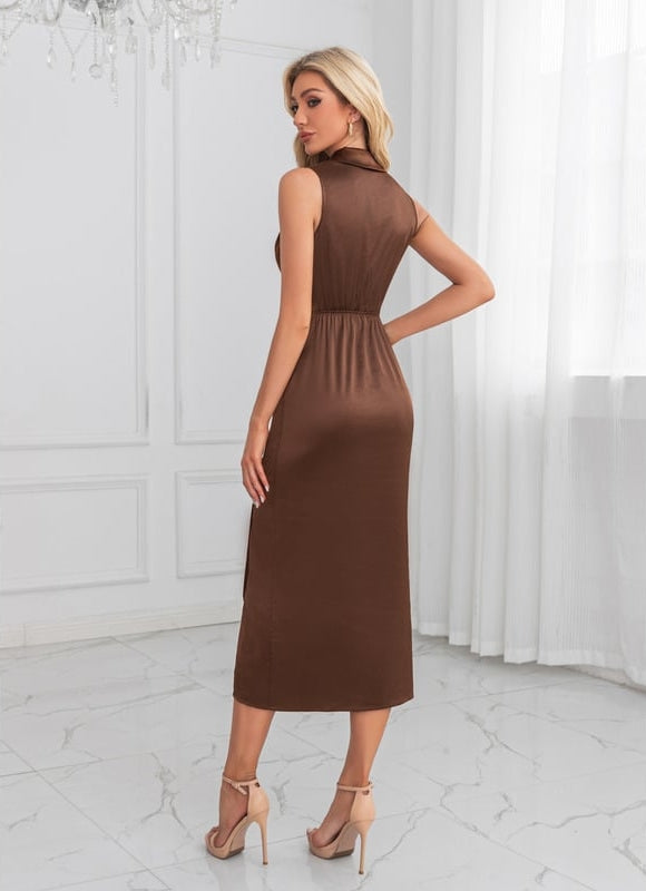 Robe de Soirée Soyeuse Chocolat - gallery 1
