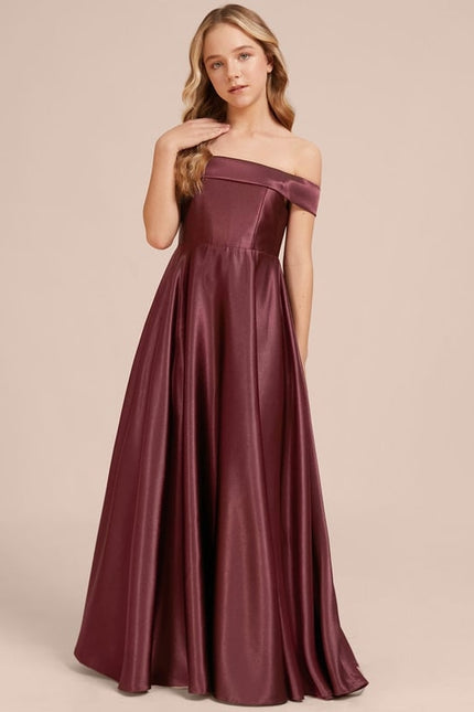 Robe de Soirée Bordeaux Satinée