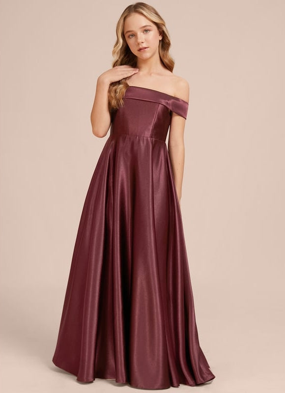 Robe de Soirée Bordeaux Satinée