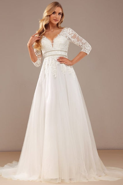 Robe De Soirée Longue Manche Bouffante - gallery 5