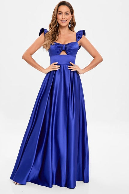 Robe de Soirée Satin Bleu Royal - gallery 3