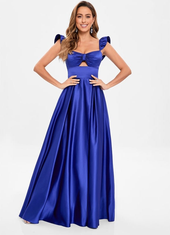 Robe de Soirée Satin Bleu Royal - gallery 3