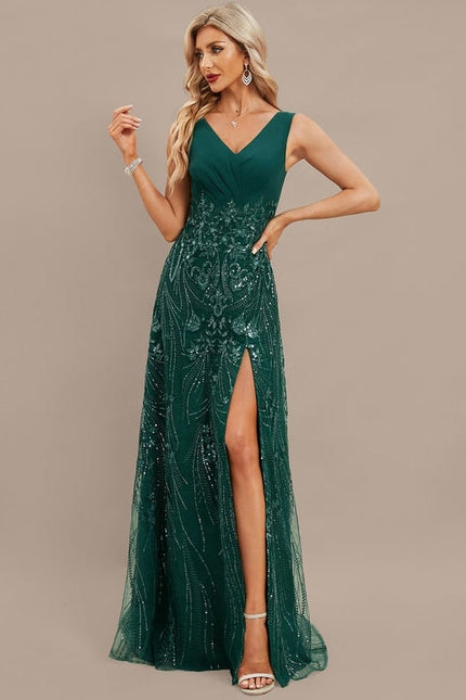 Robe de Soirée Vaporeuse Marine - gallery 2