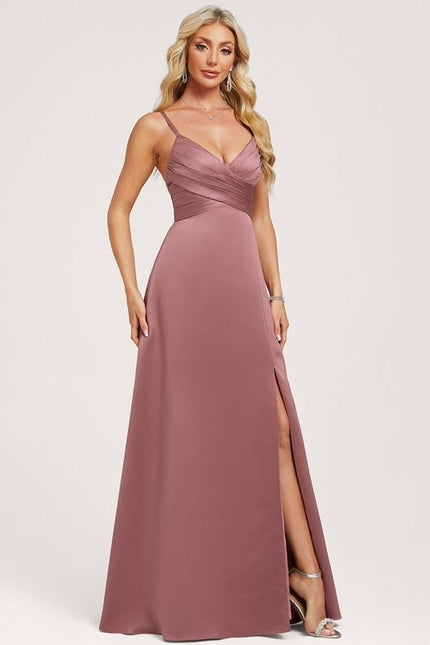 Robe de Soirée Satin Mauve Élégant - gallery 2