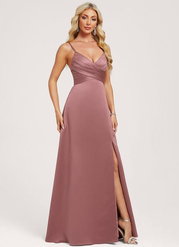 Robe de Soirée Satin Mauve Élégant - gallery 2
