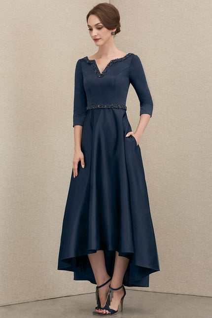 Robe de Soirée Nuit Marine Satinée