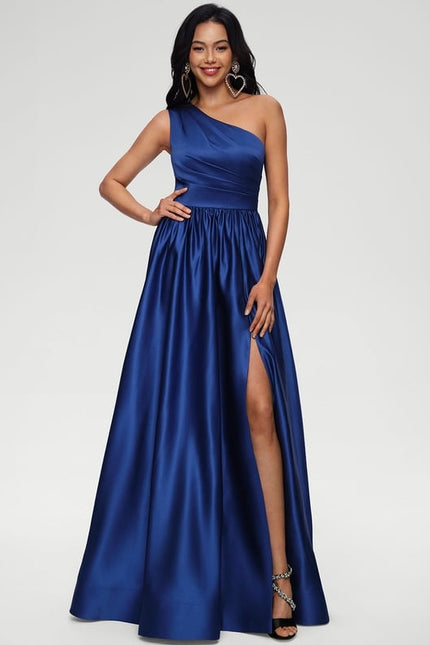 Robe de Soirée Bleu Satiné