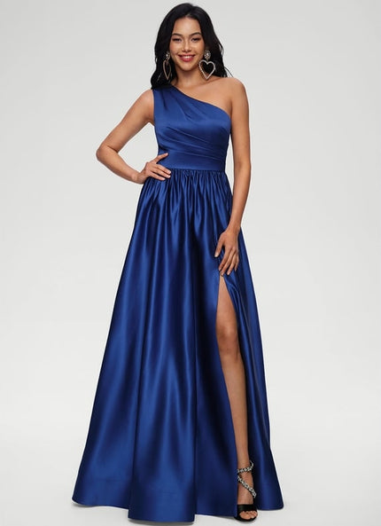 Robe de Soirée Bleu Satiné