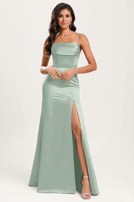 Robe de Soirée Satin Émeraude Lisse - gallery 4