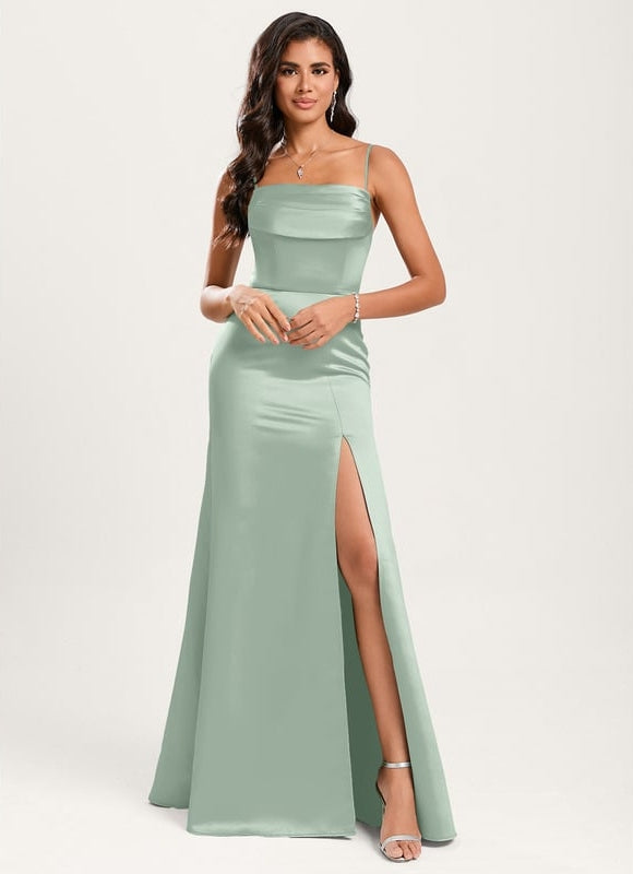 Robe de Soirée Satin Émeraude Lisse - gallery 4