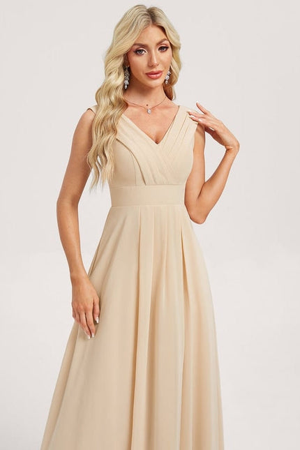 Robe de Soirée Mousseline Beige - gallery 3
