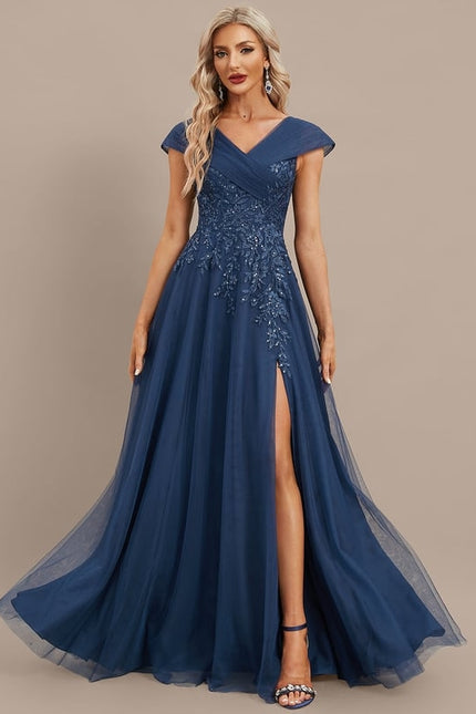 Robe de Soirée Bleu Élégant Tulle