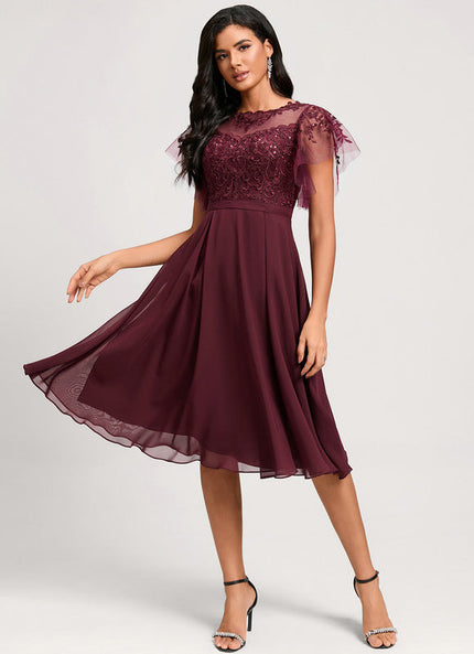 Robe de Soirée Bordeaux Évanescent