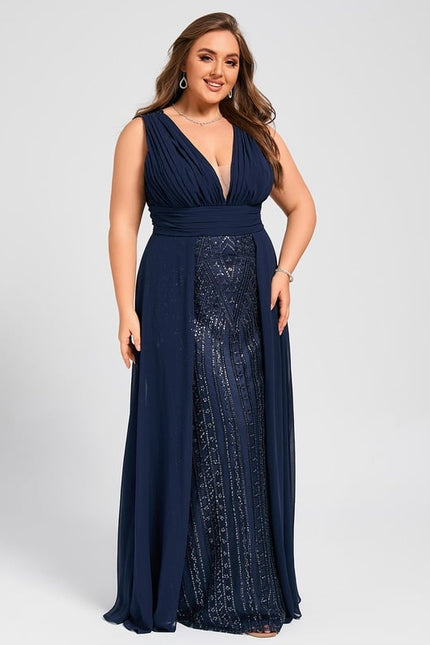 Robe de Soirée Élégance Marine Pailletée - gallery 9