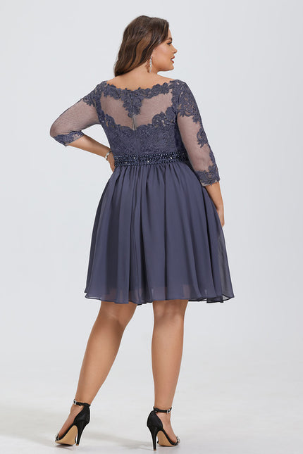 Robe de Soirée Longue Bleue Dentelle Mousseline Élégante - gallery 5