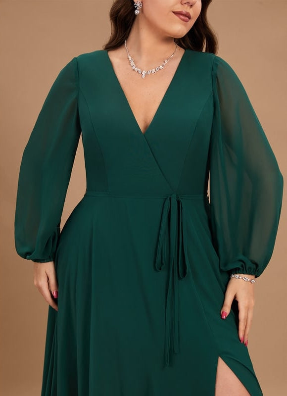 Robe de Soirée Mousseline Beige - gallery 7