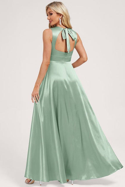 Robe de Soirée Vert Satiné Élégance - gallery 2