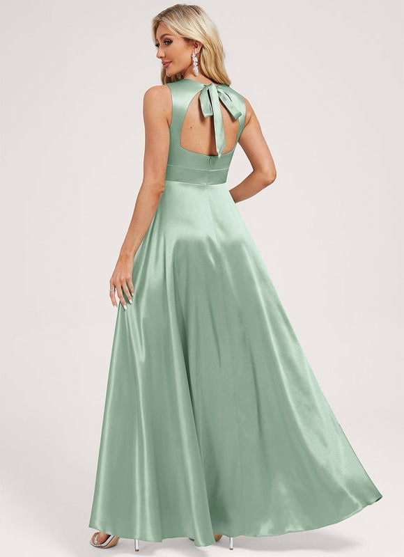 Robe de Soirée Vert Satiné Élégance - gallery 2