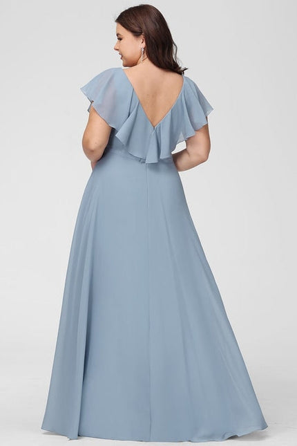 Robe de Soirée Mousseline Beige - gallery 9