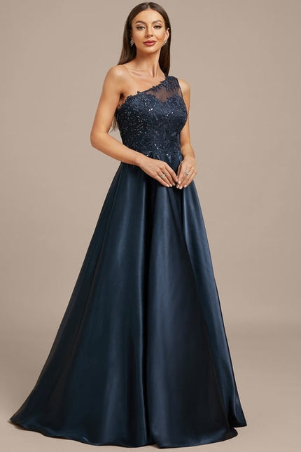 Robe De Soirée Dentelle Asymétrique - gallery 5