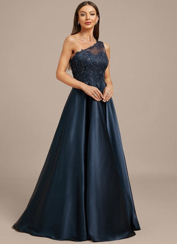 Robe De Soirée Dentelle Asymétrique - gallery 5