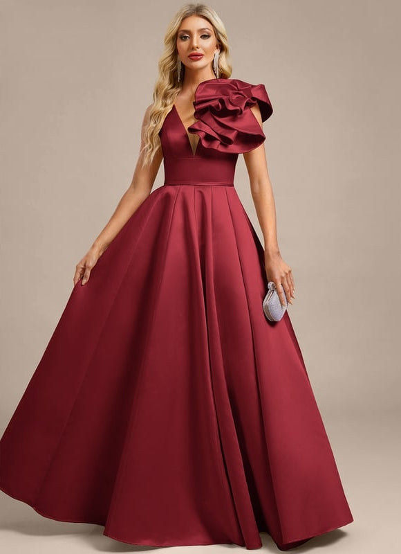 Robe de Soirée Bordeaux Volumineuse