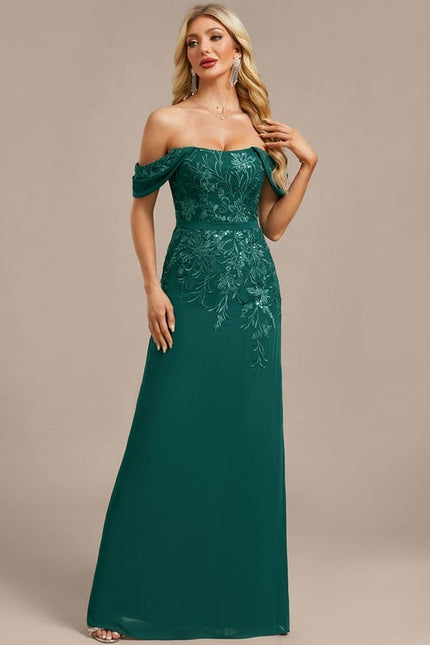 Robe de Soirée Émeraude Brodée - gallery 4