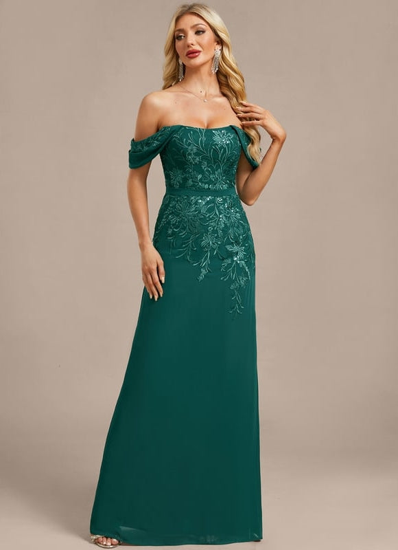 Robe de Soirée Émeraude Brodée - gallery 4