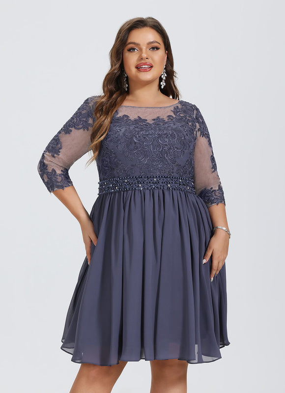 Robe de Soirée Longue Bleue Dentelle Mousseline Élégante - gallery 4