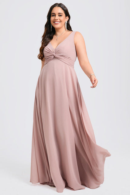 Robe de Soirée Mousseline Beige - gallery 6