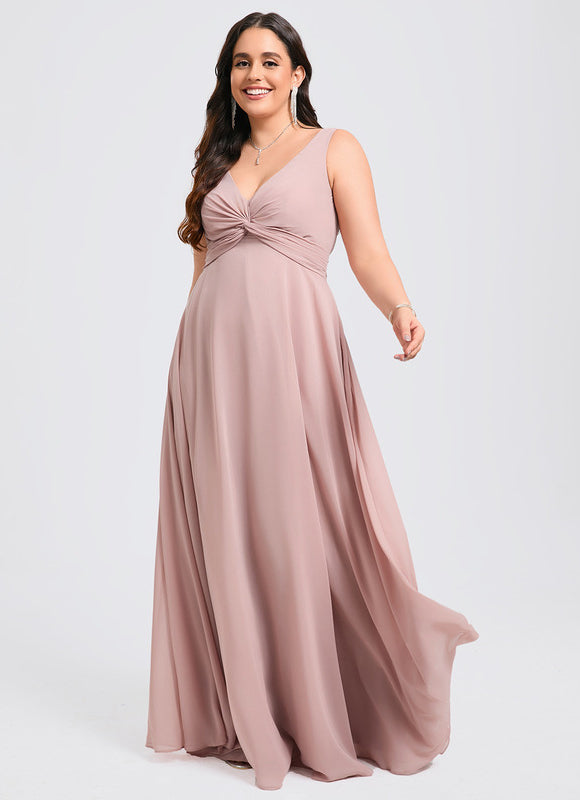 Robe de Soirée Mousseline Beige - gallery 6
