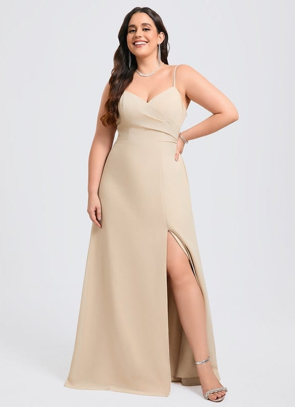 Robe de Soirée Mousseline Beige - gallery 5