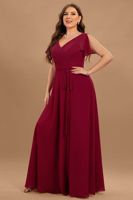 Robe de Soirée Mousseline Beige - gallery 8