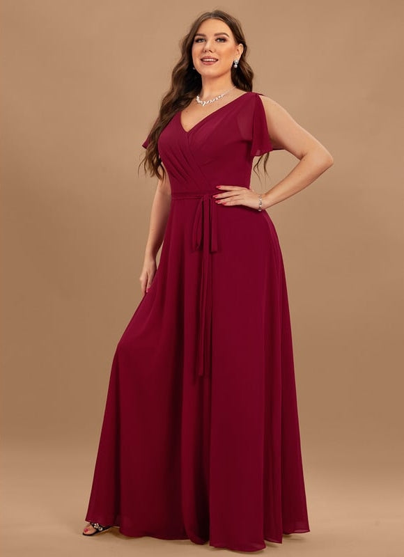 Robe de Soirée Mousseline Beige - gallery 8
