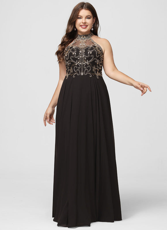 Robe de Soirée Longue Noire Brodée Perles Paillettes - gallery 9