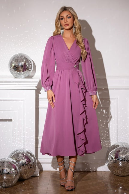 Robe de Soirée Mauve Élégante
