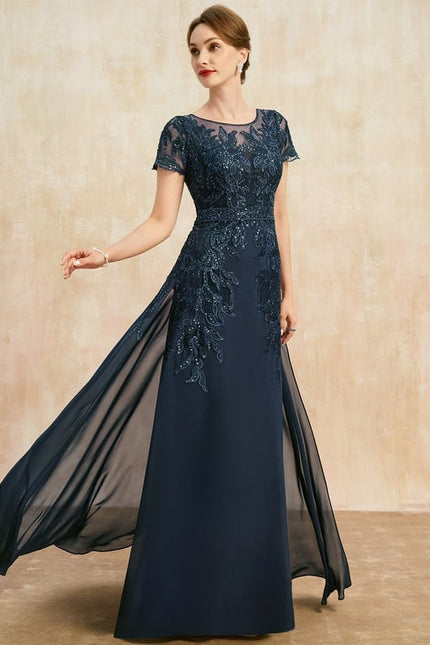 Robe de Soirée Élégance Marine Cristalline
