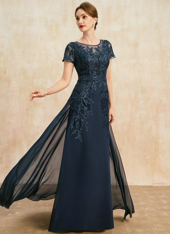 Robe de Soirée Élégance Marine Cristalline