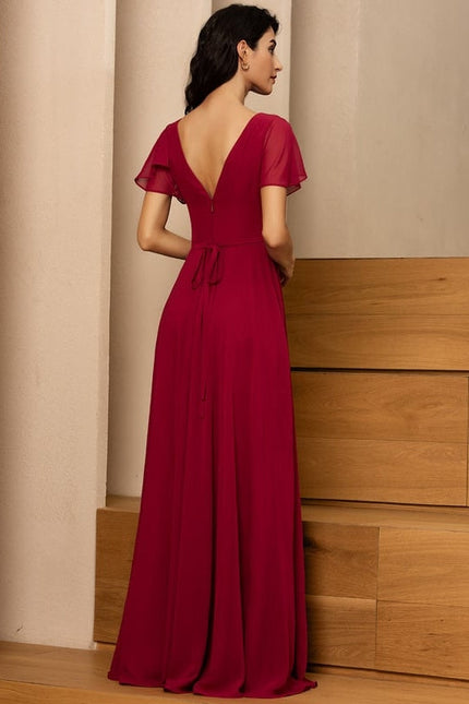 Robe de Soirée Mousseline Beige - gallery 1