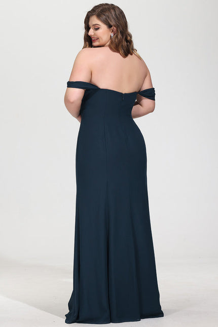 Robe de Soirée Longue Bleue Sirène Épaules Dénudées - gallery 8