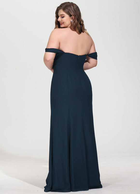 Robe de Soirée Longue Bleue Sirène Épaules Dénudées - gallery 8