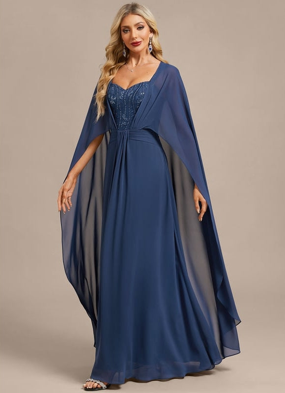 Robe de Soirée Fluide Bleue - gallery 3