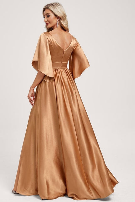 Robe de Soirée Dorée Fluide - gallery 4