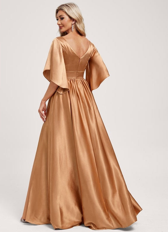 Robe de Soirée Dorée Fluide - gallery 4