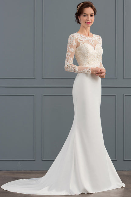 Robe de Soirée De Dentelle Satinée - gallery 2