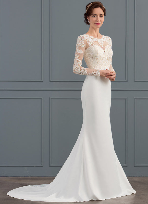 Robe de Soirée De Dentelle Satinée - gallery 2