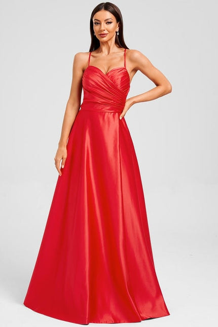 Robe de Soirée Satinée Rubis